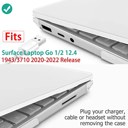 May Chen Compatible with Microsoft Surface Laptop Go 3 Go 2 Go 1 12.4 Inch Model 1943 2013 (2023 2022 2020 Release), Plastic Hard Shell Case with Screen Protector + Keyboard Cover, Crystal Clear - color: Crystal Clear