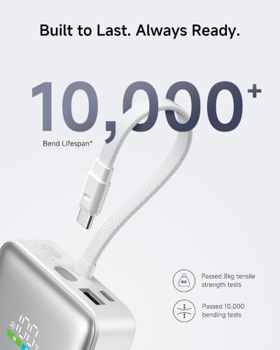 100W Power Bank 20000mAh, Portable Laptop Charger with Built-in USB-C Cable, Travel Essential Fast Charging External Battery Pack for MacBook Air, iPhone 17/16 Series, Steam Deck, TSA-Approved