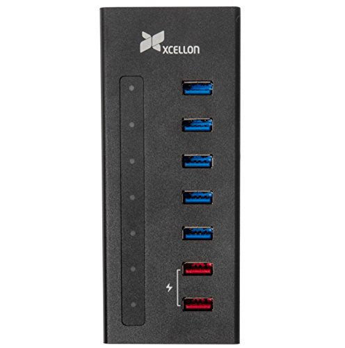 7-Port Powered USB 3.0 Slim Aluminum Hub with 2 Dual Data/Charging Ports