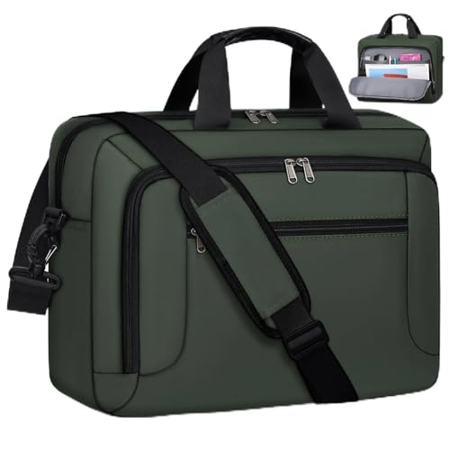 Laptop Bag 17.3 Inch Laptop Briefcase for Men Work Laptop Case Computer Bag | Large Waterproof 17 Inch Laptop Bag for Men & Women, Adjustable Shoulder Messenger Bag for Business, Travel, College, Green - color: Green, size: 17 inch