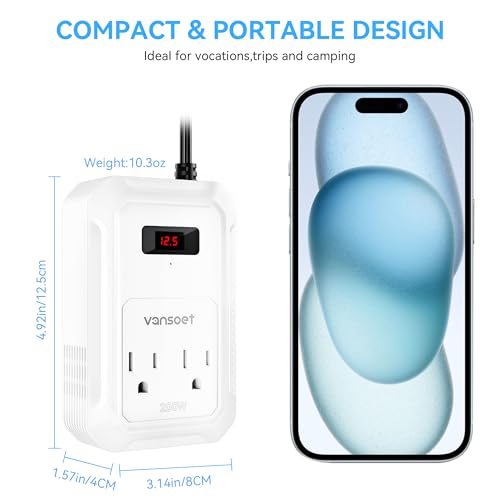 200W Car Power Inverter DC 12V to 110V AC Inverter with PD 65W/30W USB C & 2 QC 18W USB Ports & 2 AC Outlets,Car Pluɡ Adapter Outlet for Laptop/Phone/Road Trip - color: White