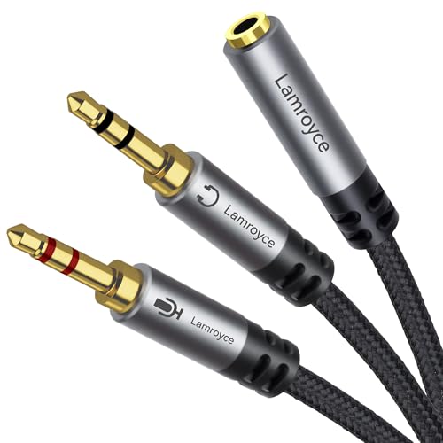 Headphone Splitter for Computer,3.5mm TRRS Female to 2 Dual 3.5mm TRS Male Mic Audio Jack Y Splitter Cable, 1/8inch 2-in-1 Dual-Stereo Jack Gaming Headset Earphones Combiner Cable for PC Laptop-1Feet - color: 3.5mm TRRS 1 Female to 2 TRS Male Splitter, si