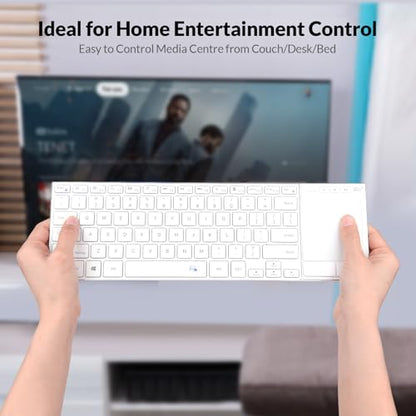 Rii 2.4G Wireless and Bluetooth Touch TV Keyboard with Media Control-White | BT 5.1+2.4G,Aluminium Alloy,Easy meadia control,built-in touchpad for HTPC,PC,Tablet,iPad,Android TV Box,Smart TV,Mac - color: White(K22S-W)
