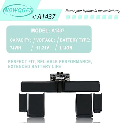 A1437 A1425 Laptop Battery Compatible with MacBook Pro Retina 13" A1425 Late 2012 & Early 2013 74Wh 11.21V Fits Models MD101 MD102 MD212 MD213 ME662 EMC 2557 2672
