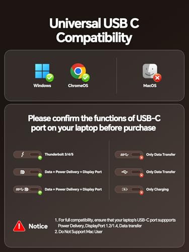 USB C Docking Station Dual Monitor 4K@60Hz, 11-in-1 Vertical Laptop Stand Dock, 100W PD, 10Gbps Data, Gigabit Ethernet, Compatible with Dell Lenovo HP Windows Laptops, Black - color: Black