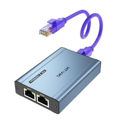 MT-VIKI Upgraded 1 to 2 1000Mbps Ethernet Splitter, No Power Supply Required, Dual RJ45 Splitter for Cat5e/6/7/8 Cable, Works with POE IP Camera, POE Switch and More - size: 1 to 2 POE