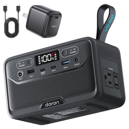 Portable Power Station 89.6Wh LiFePO4 Battery, Solar Power Bank with AC Outlet 100W/110V, USB-C PD Two-Way Fast Charging Small Generator for Laptop, Camping, Home, Office (65W Wall Charger Included) - color: Light Black