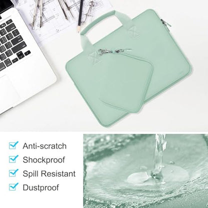 Hseok Laptop Sleeve 13.3-14 inch Case with Small Pouch, Neoprene Computer Bag Compatible with MacBook Neo/Pro 14 M5/M4/M3/M2/M1, Mac Air/Pro 13.3, XPS 14 and Most 13-14 inch Notebooks,Spring Blue - color: Spring blue, size: 13"-14"