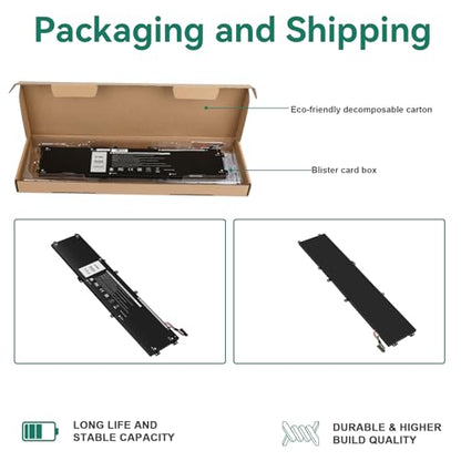 TREE.NB 97Wh 4K1VM Battery Replacement for Dell G7 17 7700 Series Notebook W62W6 0W62W6 9TM7D 09TM7D XYCW0 0XYCW0 V0GMT NCC3D 0NCC3D NYD3W 0NYD3W 6-Cell - size: 13.46x3.31x0.28inch 4K1VM