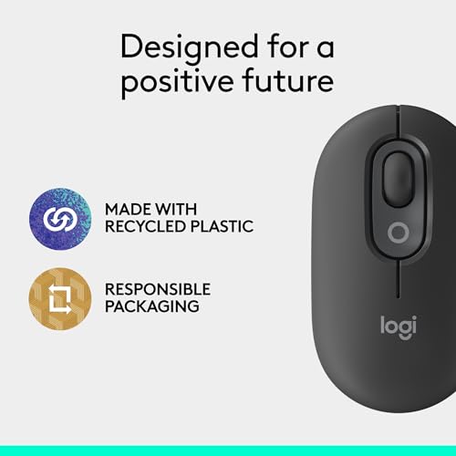 Logitech POP Mouse, Compact and Portable Wireless Bluetooth - Graphite | Compact, portable, programmable buttons, quiet clicks, easy-switch for up to 3 devices, laptop, tablet, PC - color: Graphite