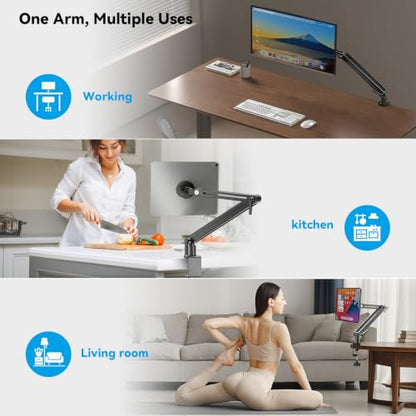 Magnetic Portable Monitor 75mm VESA Mount Arm Screen Holder Stand Clamp | Magnetic VESA,Solid Aluminum,Hold up to 4.4 lbs,Tool-Free,360° Rotation,8.3"-18.5",Foldable,Portable,Cable Clips - size: Up to 18.5''