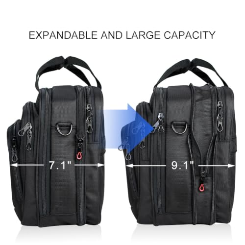 KROSER Laptop Bag Expandable Lightweight Briefcase for 17.3" Laptop Premium Business Work Bag Water-Repellent Messenger Bag for Travel/Women/Men-Black