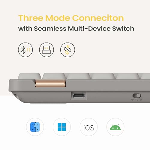 Flow Lite 84 Keys Low Profile Mechanical Keyboard, 75% Swappable Rechargeable Wireless Keyboard with 2.4G Receiver, Bluetooth and Wired Connection for Windows, Mac/ Specter Linear Switches (Marble) - color: Marble