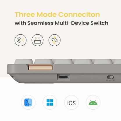 Flow Lite 84 Keys Low Profile Mechanical Keyboard, 75% Swappable Rechargeable Wireless Keyboard with 2.4G Receiver, Bluetooth and Wired Connection for Windows, Mac/ Specter Linear Switches (Marble) - color: Marble