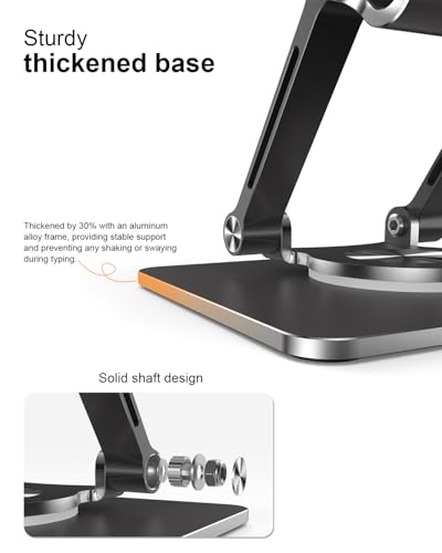 Orlian Tablet Stand Holder with Thickened 360°Rotating Base Dual Rod Adjustable 5.8-12.9”Aluminum Stand - color: Black
