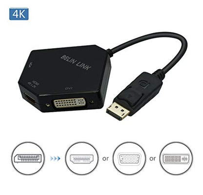 DP to HDMI VGA DVI Adapter Displayport to HDMI 4K Adapter 3 in 1 Display Port to HDMI VGA DVI Converter Male to Female Gold-Plated (Diamond Shaped) (100 Pack Diamond Shaped) - color: 100 PACK Diamond Shaped