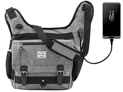 d'yallee Crossbody Messenger Bag Men Waterproof Shoulder Business Work Bag Nylon - color: Shoulder Bag - Gray