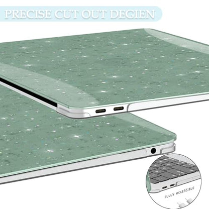 B BELK for MacBook Air 13.3 inch Case M1 A2337 A2179 A1932, Glitter Green | 2021-2018 Released, Sturdy Protective Laptop Hard Shell with 2 Keyboard Covers - color: Sparkling Glitter Green