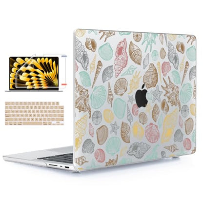 for with MacBook Pro 14 inch Case 2026-2021 M5 M4 M3 M2 M1 Pro/Max A3426 A3427 A3434 A3112 A3401 A2918 A2992 A2779 A2442, Hard Shell with Keyboard Cover+Protective Film, Conch - color: Conch