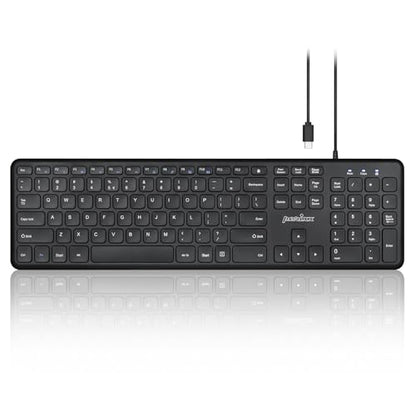 Perixx PERIBOARD-210C Wired Full-Size USB C Keyboard with Quiet Scissor Keys - Compatible with Windows, macOS, and Android Tablet and Laptops - Black - US English - style: Classic