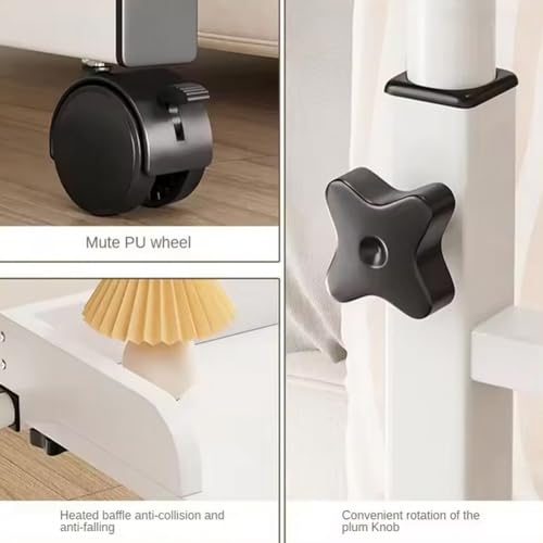 Overbed Table with Wheels, Overbed Desk with Adjustable Length and Height, Rolling over Bed Desk, over the Bed Table on 4 Lockable Wheels Heavy Duty Laptop Tables for Home Office Hospital Bedroom