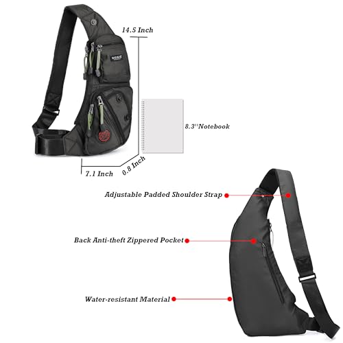NICGID Sling Bag Chest Shoulder Backpack Crossbody Daypack for Men Women | Travel Outdoor Hiking Concealed Carry Fishing Fanny Tool Small Casual - color: Black