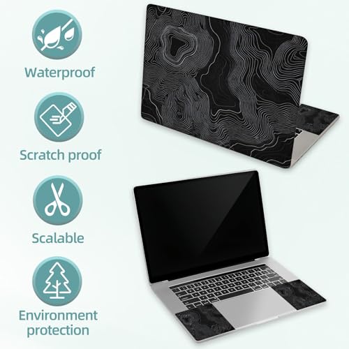 Universal Laptop Skin Decal, 3-Piece Vinyl Protector for 12 13 14 15.6" Notebook, Waterproof Anti-Scratch, Easy Trim & Bubble-Free Finish, Topographic Map Bold Lines - color: Topographic Map Bold Lines