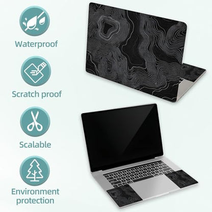 Universal Laptop Skin Decal, 3-Piece Vinyl Protector for 12 13 14 15.6" Notebook, Waterproof Anti-Scratch, Easy Trim & Bubble-Free Finish, Topographic Map Bold Lines - color: Topographic Map Bold Lines