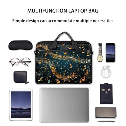 Laptop Shoulder Bag for Women Men, Waterproof Computer Case Messenger Bag Briefcase for Business Office Travel - color: Musical Notes Abstract