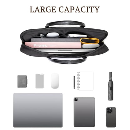 RAINYEAR 14 Inch/15.6 Inch Laptop Bag with Pockets & Handle for Women | Protective Waterproof Elegant Computer Large Capacity Shoulder Bag Case Compatible with MacBook Laptop Computer Notebook - color: Black, size: 15.6 Inch