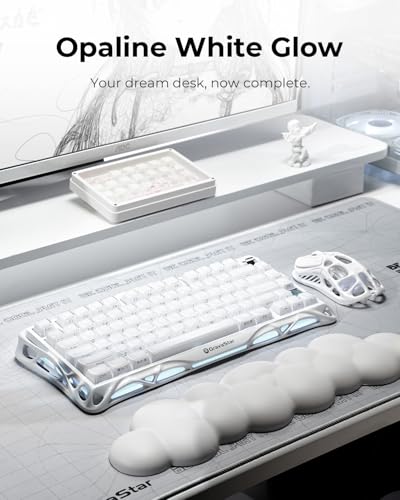 GravaStar Mercury K1 75% White Wireless Keyboard, Aluminum Alloy Exoskeleton Design Mechanical Gaming Keyboard, Gasket Hot-Swap Socket, Linear Switches, RGB Backlit【Opaline White】 - color: Opaline White