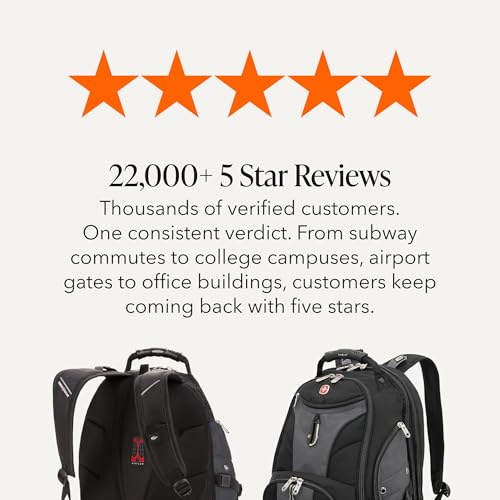 SWISSGEAR 1900 ScanSmart Laptop Backpack, Fits Most 17-Inch Laptops, TSA-Friendly Lay-Flat Design, RFID Protection, and Tablet Pocket, Black, 31L, 18.5-Inch - color: Black/Grey