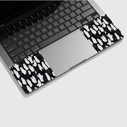 Universal Laptop Skin Sticker with 2 Wrist Pad Skins, Waterproof Scratch Resistant Vinyl Laptop Cover Decal, Cut to Fit for 11–15.6 Inch MacBook HP Dell Lenovo, Halloween Cute Ghost - color: Halloween Cute Ghost