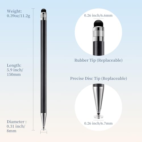 ChaoQ Stylus Pen for Touchscreen 6pcs 2-in-1 Stylus Pen for iPad iPhone | High Sensitivity and Precision Suitable for iPad iPhone Android Tablets and All Touch Screens - (Black) - color: 6 Black