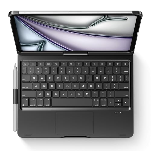 Wireless Keyboard Case for iPad Pro 11 inch M5 2025 & M4 2024 Black | Pekarejue 360 Rotatable, Pencil Holder, Multi-Touch Trackpad, Backlit Keys, Swivel Cover A3357A3358 A3359 A2836 A2837 A3006 - color: Black, size: iPad Pro 11 (M4/M5)