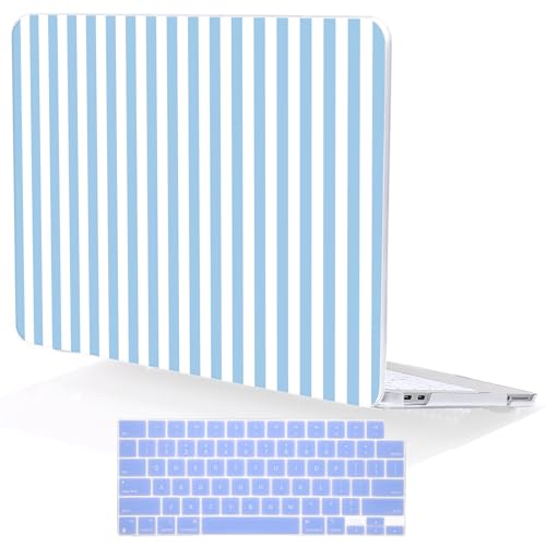 Compatible with MacBook Neo 13 inch Case 2026 Release Model A3404 Cover, Ultra-Thin Pattern Plastic Hard Shell Case Keyboard Cover Screen Protector Dust Plug, Blue Stripes - color: Blue Stripes