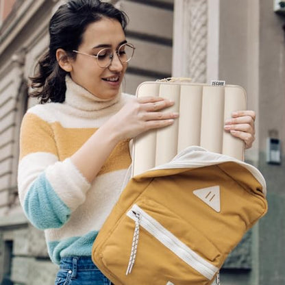 TECOOL Puffy 15.6 inch Laptop Case, Protective Laptop Sleeve 15.6 inch For 15-15.6" Lenovo Thinkpad ideapad HP Pavilion Acer Dell Asus Chromebook,MacBook Pro 16 M4 M3 M2 Waterproof Notebook Case,Beige - size: 15.6 Inch