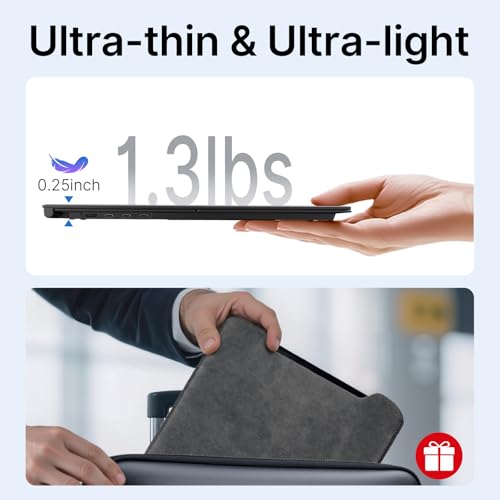 Laptop Screen Extender - Ultra-Thin 1.3lbs 14" FHD IPS Dual Portable Monitor Extension for Laptop, Attachment Plug & Play for 13-17" Laptops, Second Extra Travel Display for Windows/Mac/Android - size: 14"