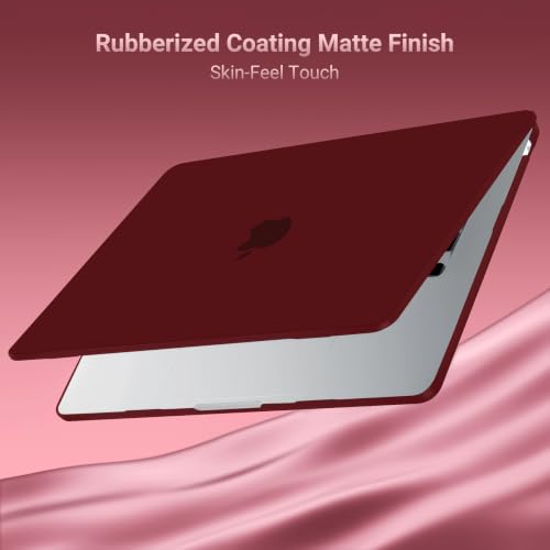 MOSISO Compatible with MacBook Air 15 inch Case M5 2026 M4 M3 M2 2025-2023 | A3448 A3241 A3114 A2941, Scratch-Resistant Protective Hard Shell Case&Keyboard Cover&ScreenFilm&Pouch, Burgundy - color: Burgundy