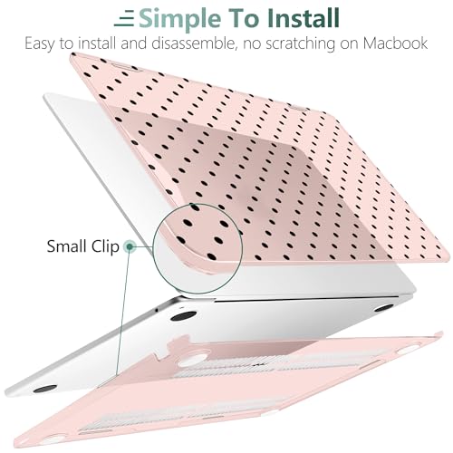 for MacBook Air 13 Inch (13.6 Inch) Case, M5/M4/M3/M2 Chip 2026 2025 2024 2023 2022, Hard Plastic Printed Cover with Screen Protector & Keyboard Cover & Dust Plugs, Pink Polka Dots - color: Pink Polka Dots
