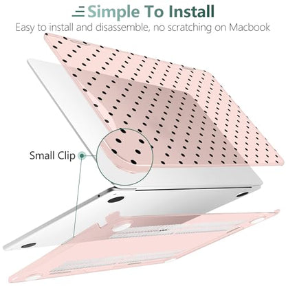 for MacBook Air 13 Inch (13.6 Inch) Case, M5/M4/M3/M2 Chip 2026 2025 2024 2023 2022, Hard Plastic Printed Cover with Screen Protector & Keyboard Cover & Dust Plugs, Pink Polka Dots - color: Pink Polka Dots