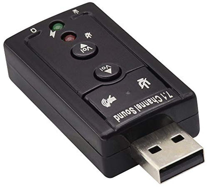 Hi-Speed USB 2.0 7.1-Channel Virtual USB 3D Stereo Audio Adapter External Sound Card with 3.5 mm Audio and Microphone Ports, Internal Amplifier and Volume Controls - color: led