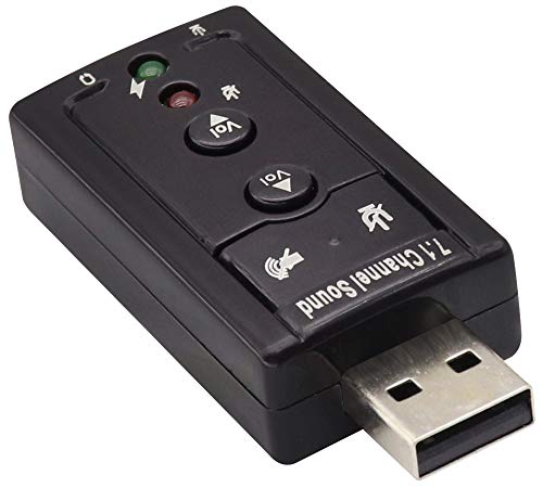 Hi-Speed USB 2.0 7.1-Channel Virtual USB 3D Stereo Audio Adapter External Sound Card with 3.5 mm Audio and Microphone Ports, Internal Amplifier and Volume Controls - color: led