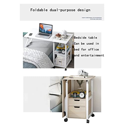 GaRcan Overbed Table Wheels Overbed Table Rolling Laptop Table Adjustable Height Overbed Bedside Desk Mobile Stand Tilting with Wheels Tray Foldable for Bed Sofa Side