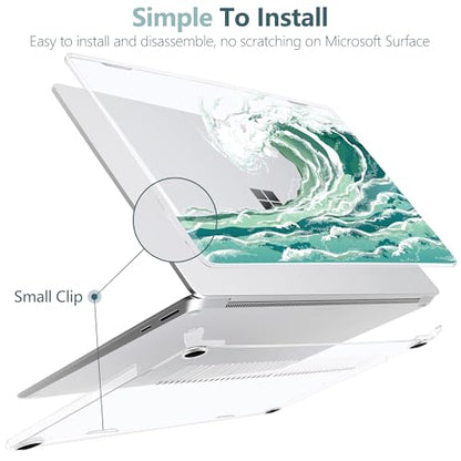 Batianda AstroGrid Case for Microsoft Surface Laptop 15 inch, Aqua Wave | Fits Surface Laptop for Business 8th Edition 2026 & Surface Laptop 7 2024, 4-in-1 Accessories Bundle, Slim Durable Hard Shell - color: Wave