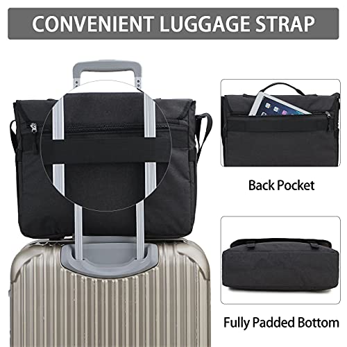 RAVUO Messenger Bag for Men, Water Resistant Lightweight Satchel 15.6 17 Inch Laptop Bags Shoulder Bookbag - color: 15.6 Inch-black