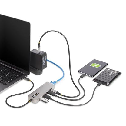 StarTech 3-Port USB-C Hub, 10Gbps, with 2.5GbE and 100W PD Pass-Through | 2.5Gbps Ethernet, Attached 1ft 30cm TPE cable, Portable, Wake-on-LAN RJ45, MAC address cloning, For MacBook iPad