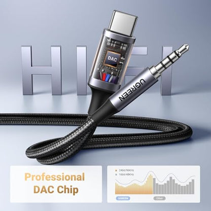 UGREEN USB C to Aux 3.5mm Car Audio Cable TRRS Male Headphone Cord 3.3FT | HiFi DAC 96KHz/24bit, Mic & In-Line Control, TRRS, Compatible with iPhone 17 16 Pro Max Galaxy S26 Pixel 10, for Car Speaker - size: 3.3FT