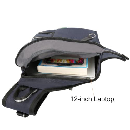 Large Sling Bag Laptop Backpack Cross Body Messenger Bag Shoulder Travel Rucksack (B-Navy) - color: B-navy