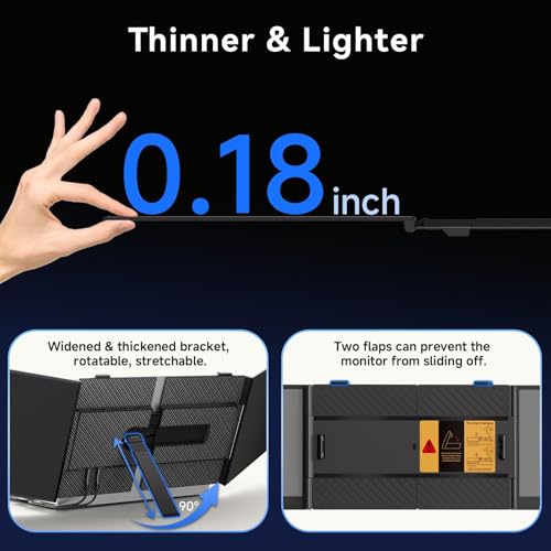 15.3" Laptop Screen Extender, 1200P FHD Ultra-Thin Triple Screen Laptop Monitor Extender, 100% sRGB Travel Portable Monitor for Laptops, Multi Screens Laptops Attachment Compatible with Windows Mac - size: 15.3"
